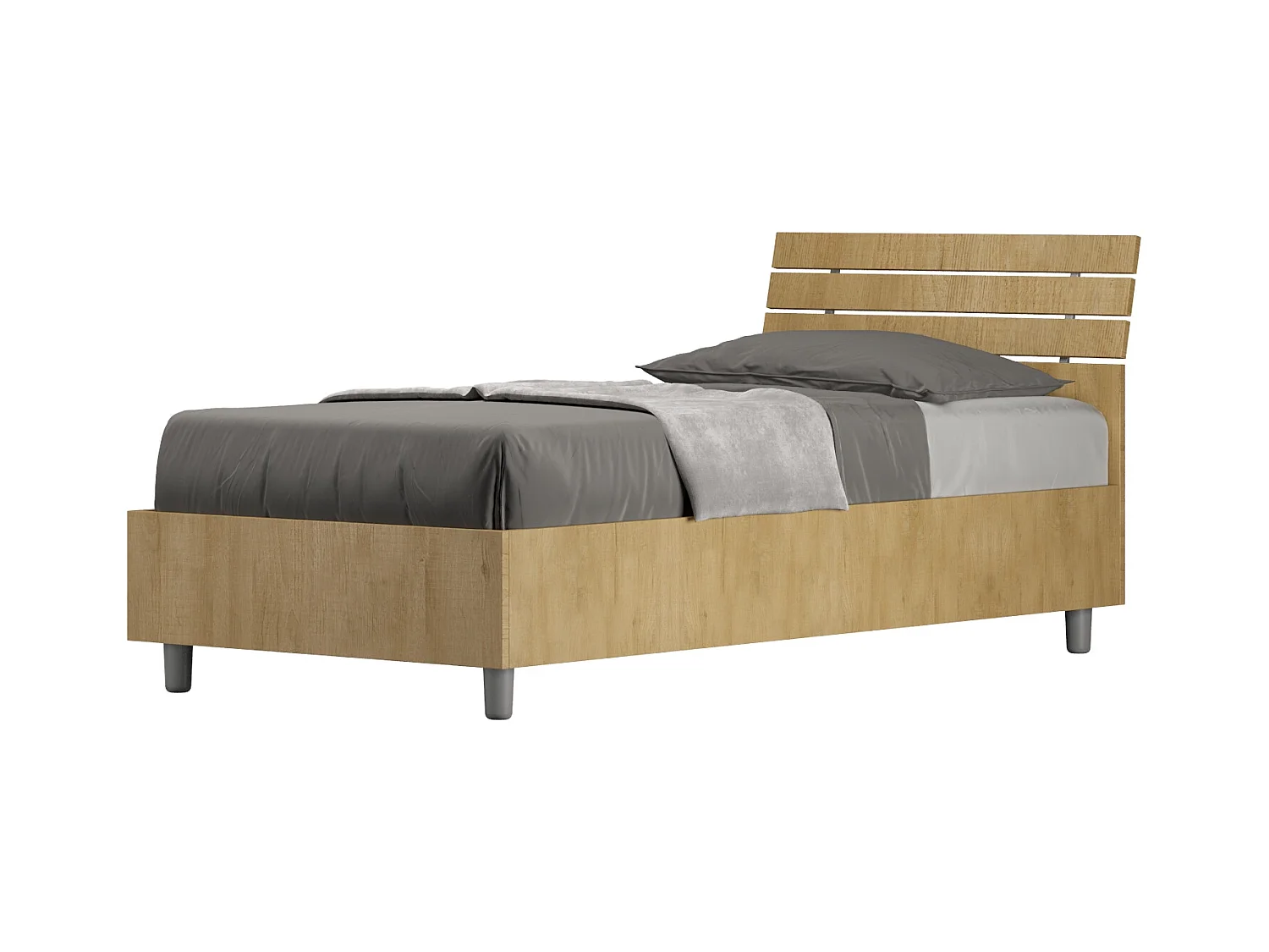 Letto contenitore 80x190 testata inclinata con doghe quercia Ankel