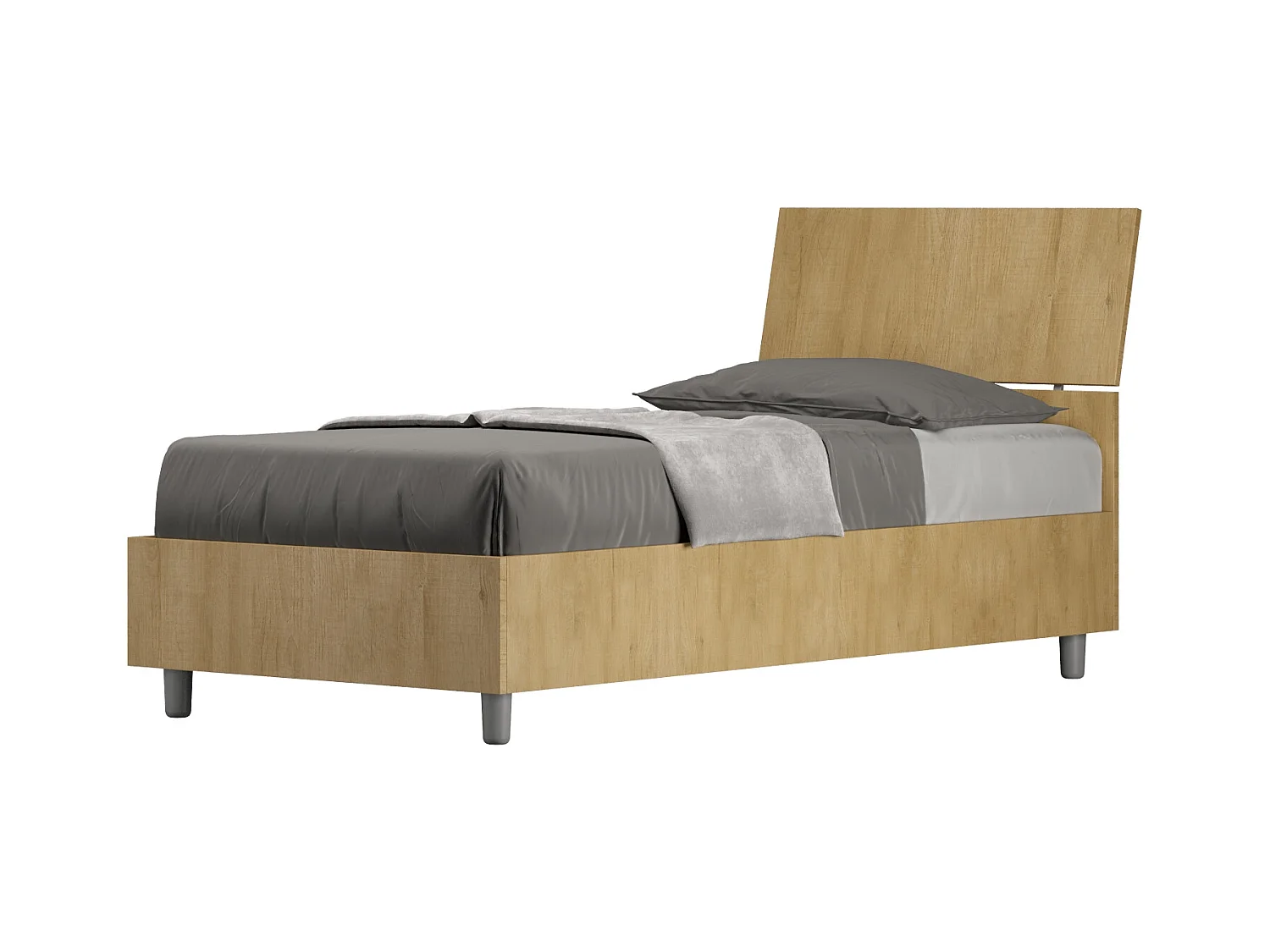 Letto contenitore 80x190 testata inclinata quercia Demas