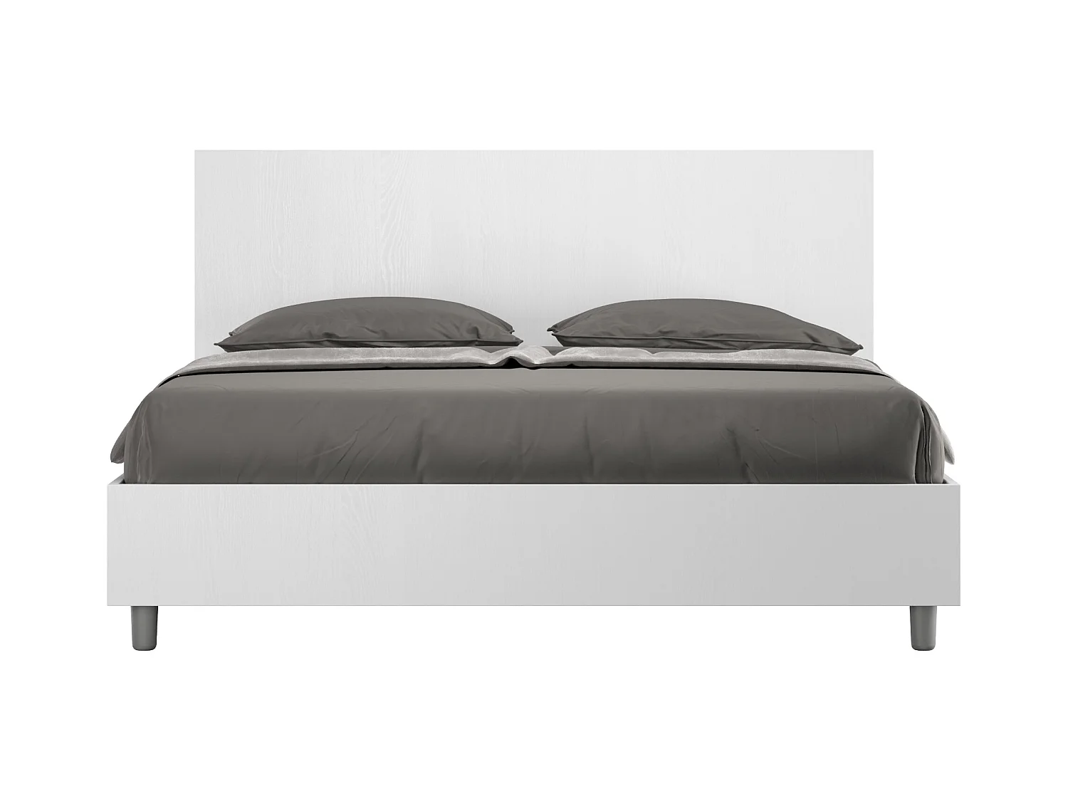 Lit double avec rangement, double relevable, 160x200 cm, frêne blanc, New Egos