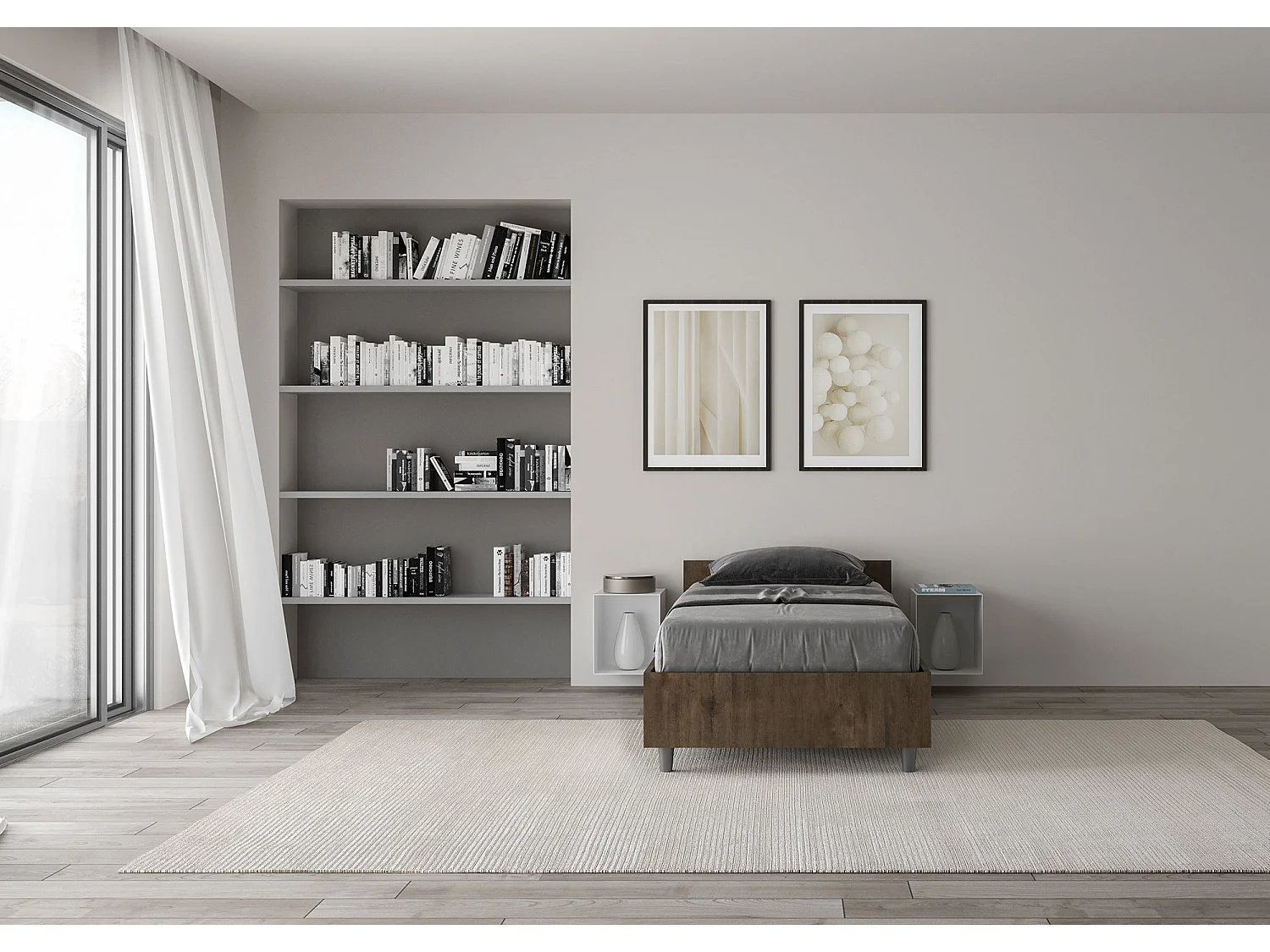 Lit coffre Nuamo noyer 80x190