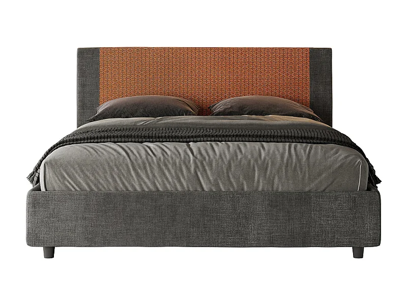 Lit coffre double capitonné 160x200 Labirinto 04 tissu Rosal orange