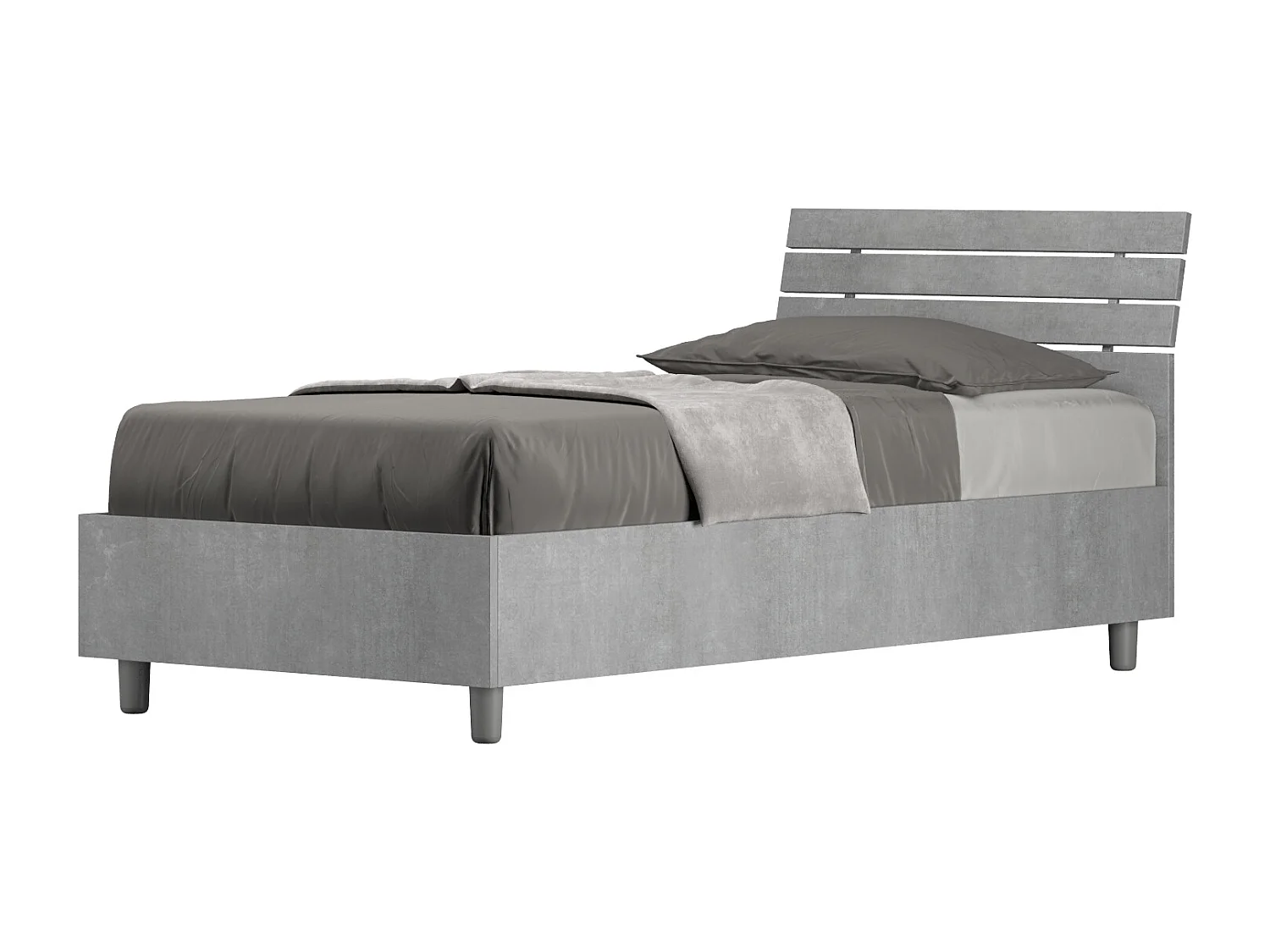 Letto contenitore 80x200 testata inclinata con doghe cemento Ankel