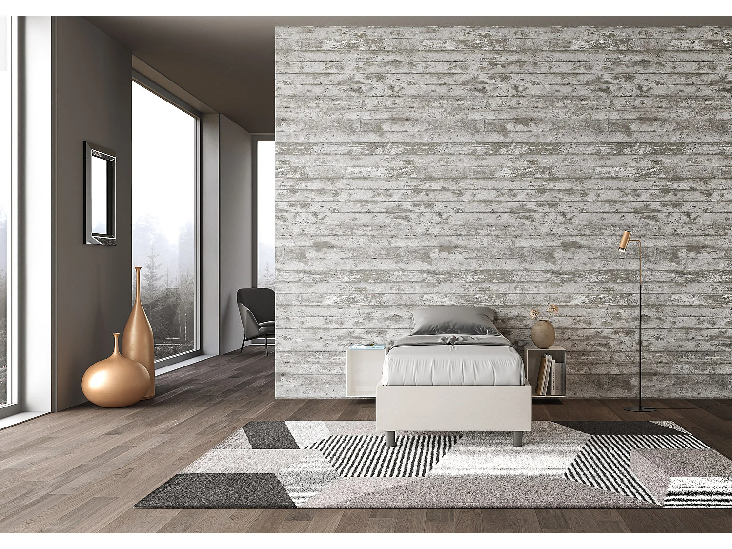 Lit coffre rembourré Sommier 80x210 simili cuir Azelia blanc