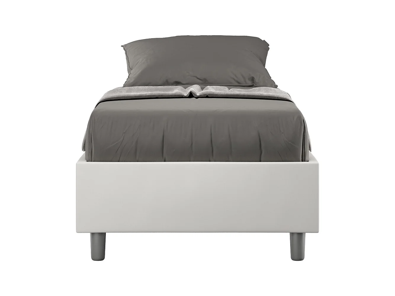 Lit coffre rembourré Sommier 80x210 simili cuir Azelia blanc