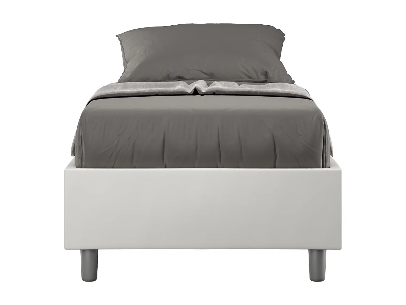 Letto Sommier contenitore imbottito 80x210  similpelle bianco Azelia