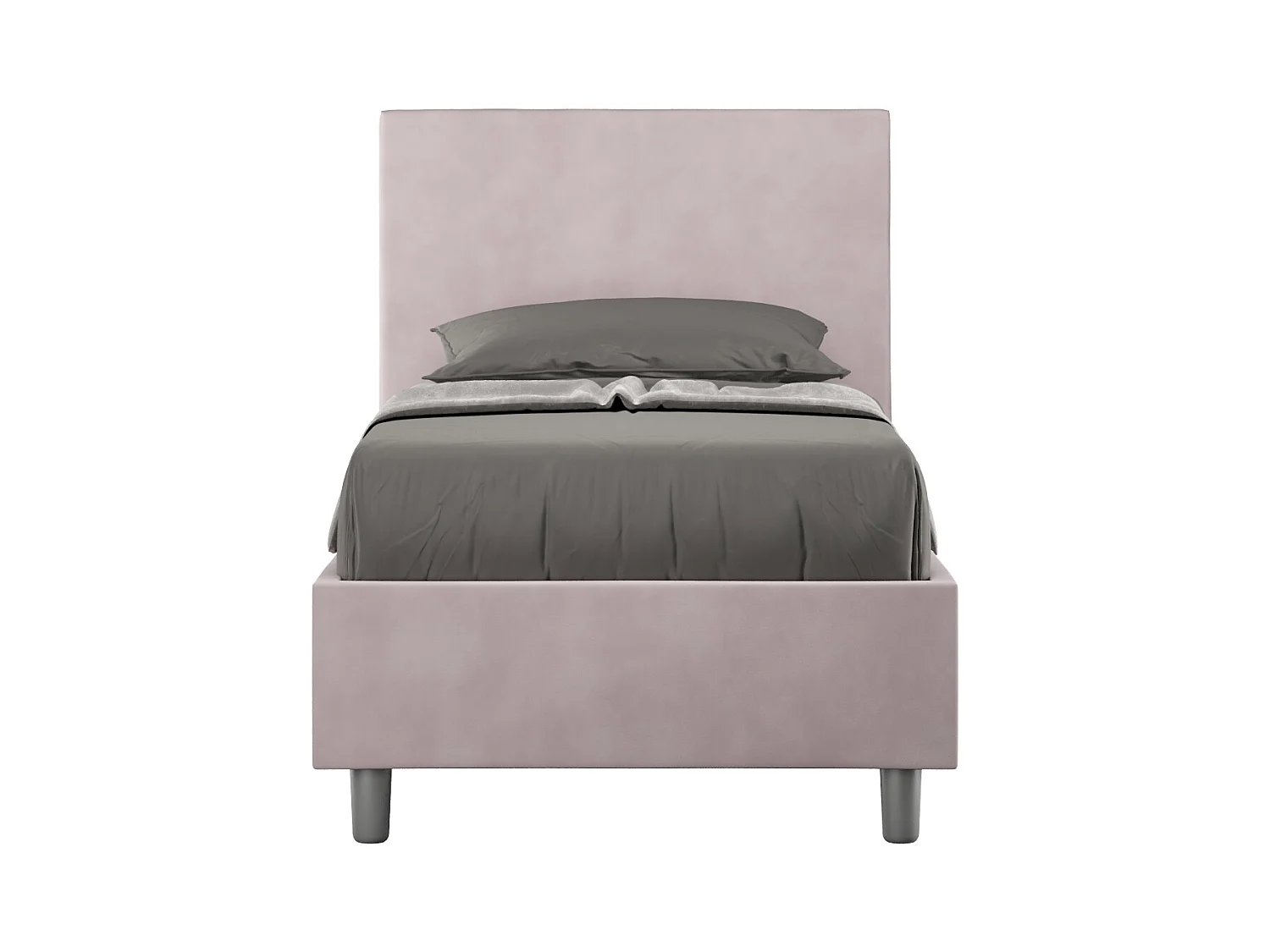 Lit coffre rembourré microfibre glycine Adele 90x210