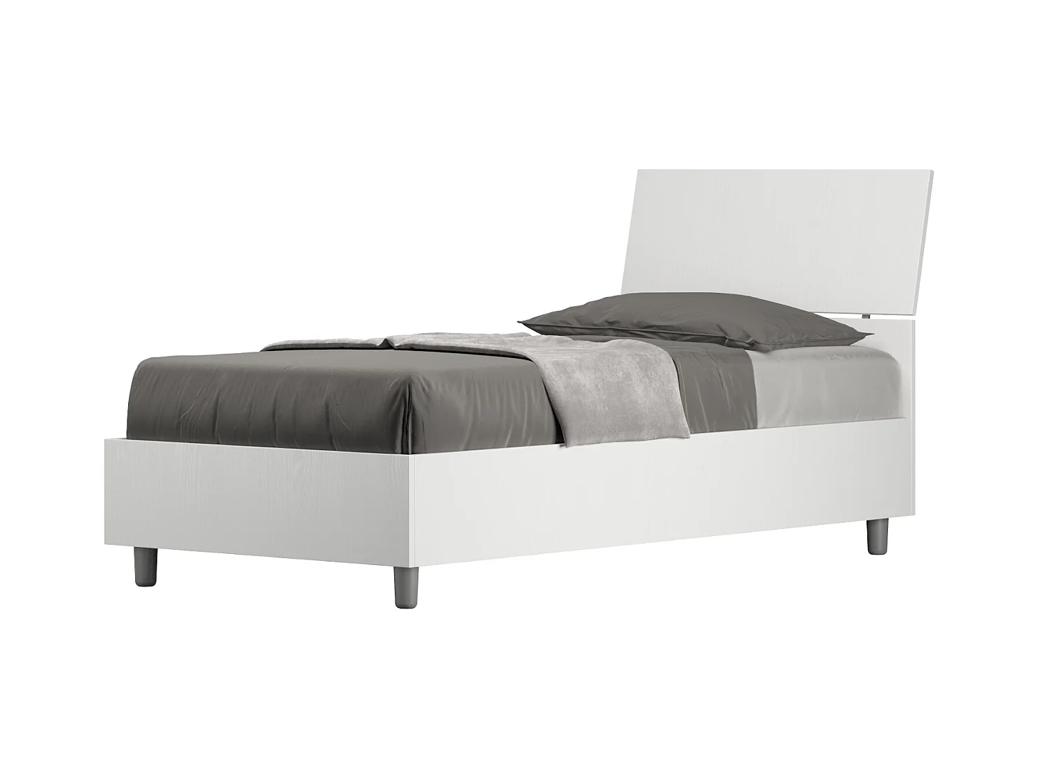 Letto contenitore 80x190 testata inclinata bianco frassino Demas