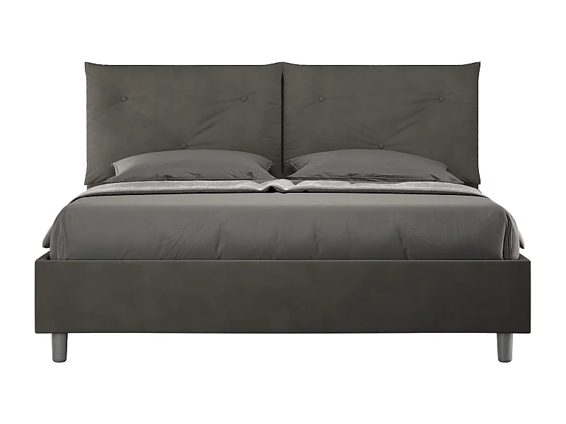 Letto contenitore doppia alzata imbottito 160x200 microfibra grigio Appia