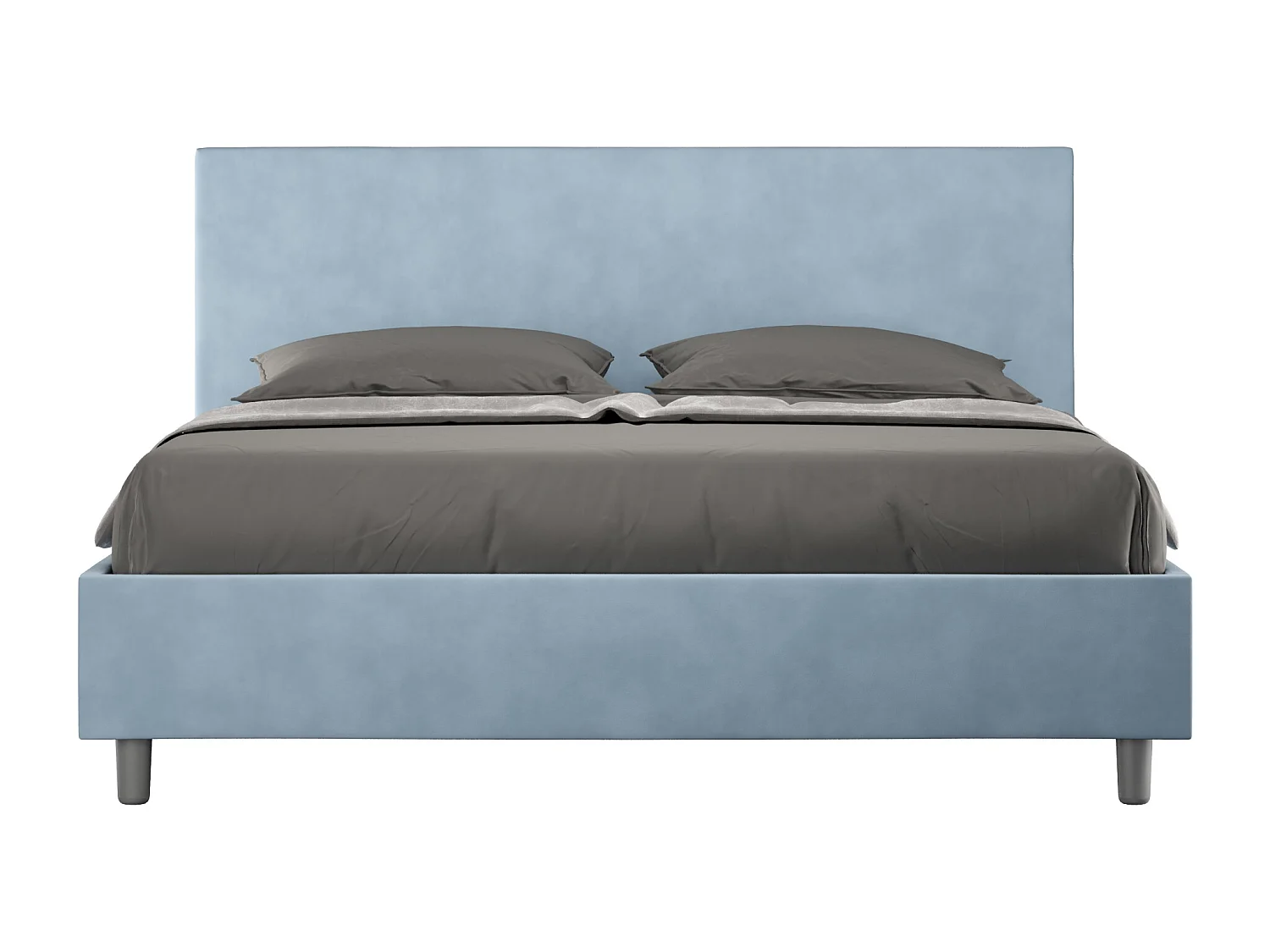 Cama contenedor doble elevable acolchada de microfibra Adele azul claro 160x210