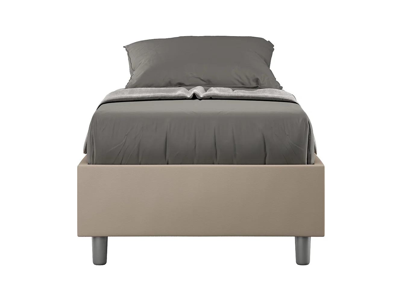 Cama contenedor sommier acolchado 80x200 Azelia símil piel gris tórtola