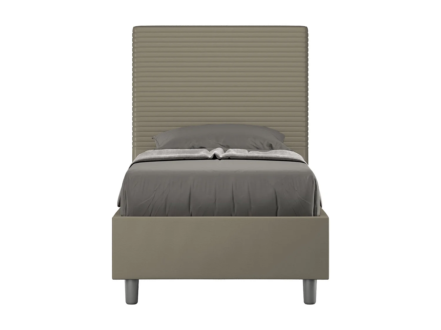 Letto contenitore imbottito 80x210  similpelle cappuccino Focus