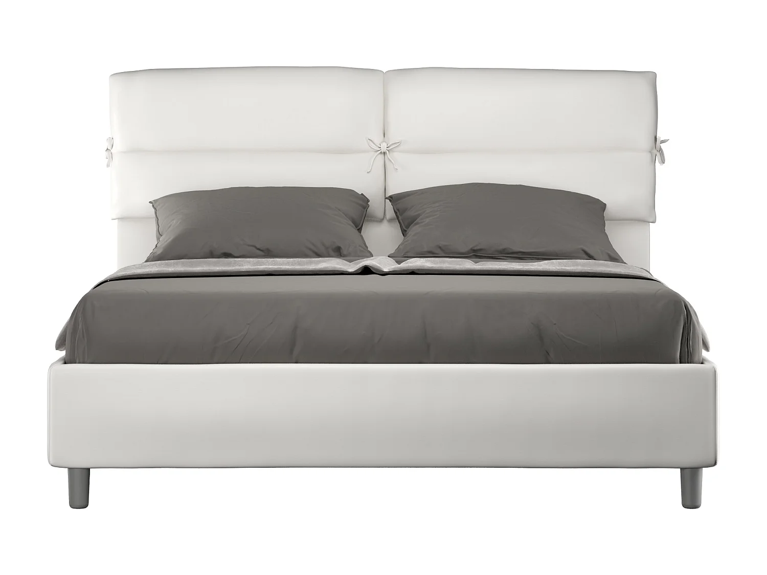 Letto contenitore doppia alzata imbottito 160x210 similpelle bianco Nandy