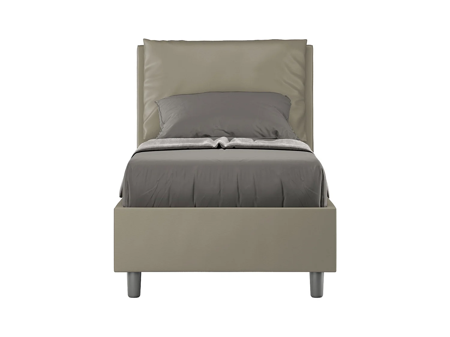 Letto contenitore imbottito 80x200 similpelle cappuccino Antea