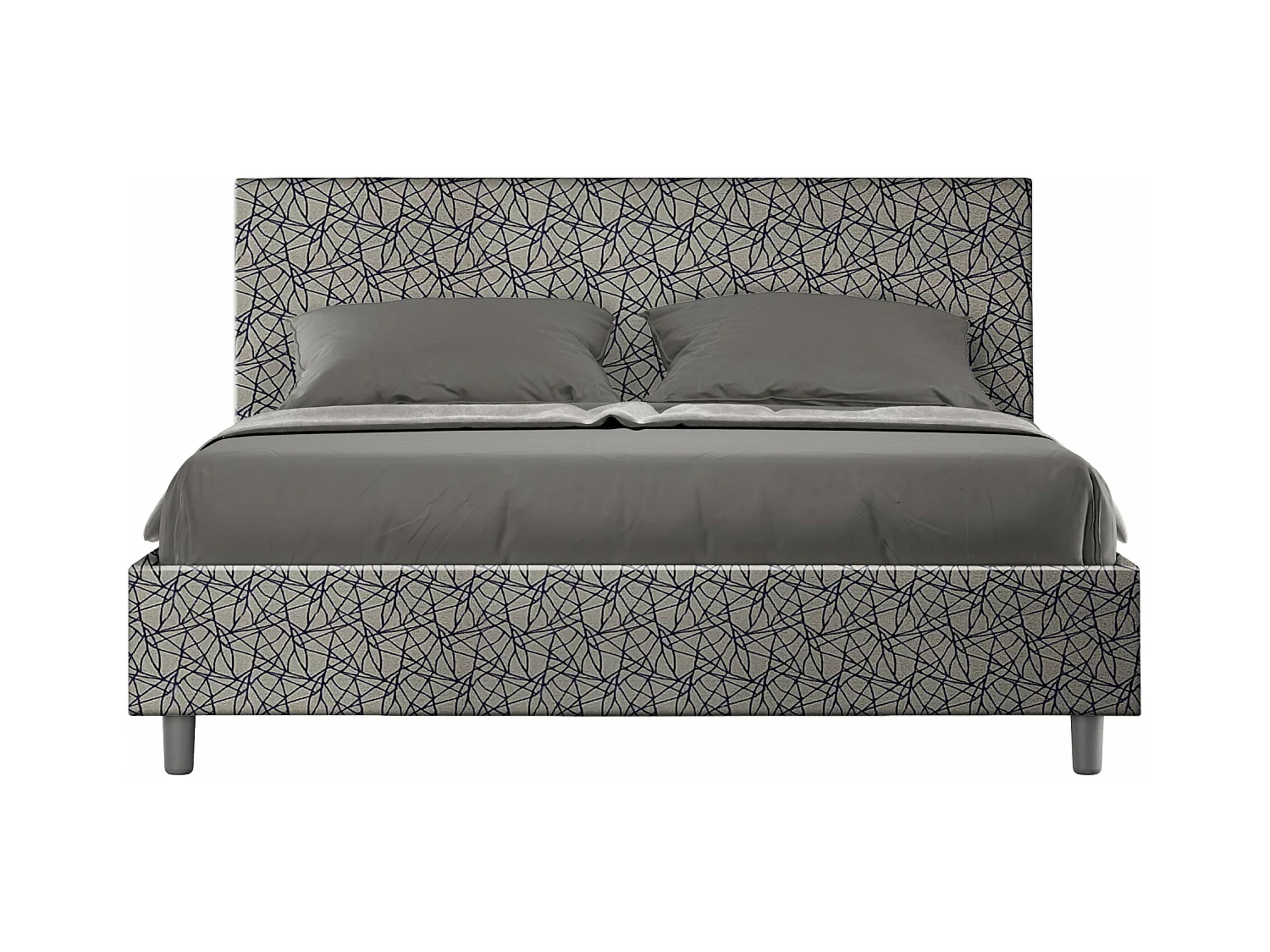 Lit coffre double capitonné 160x210 en tissu Adele bleu Era 09