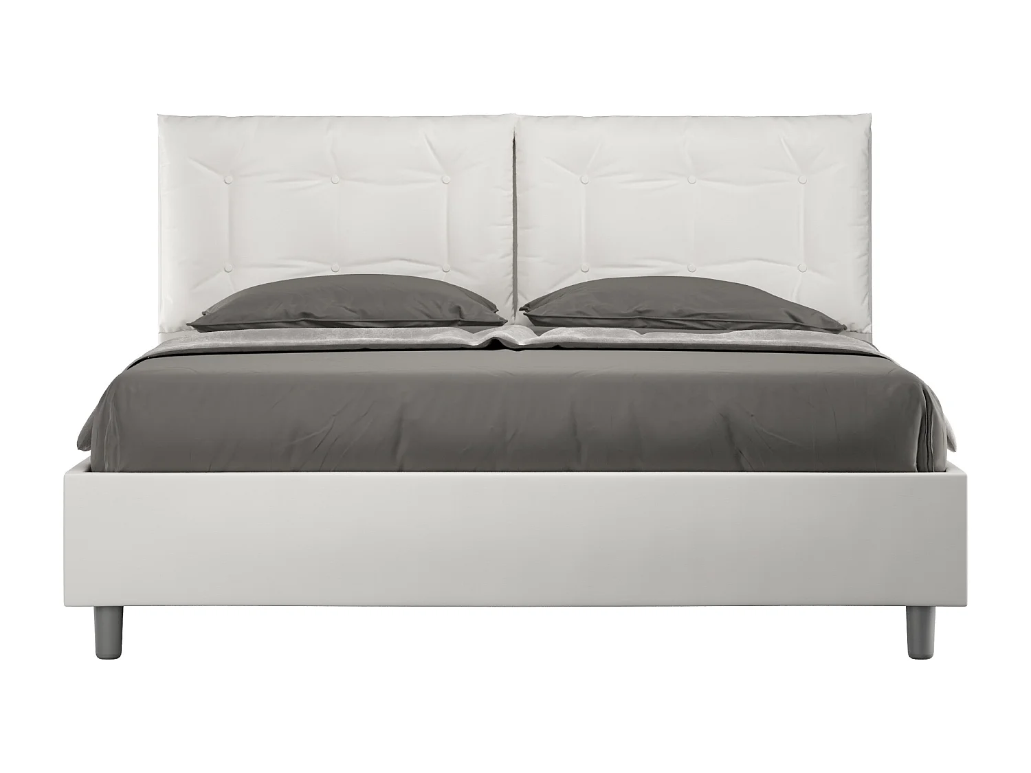 Letto contenitore doppia alzata imbottito 160x210 similpelle bianco Annalisa