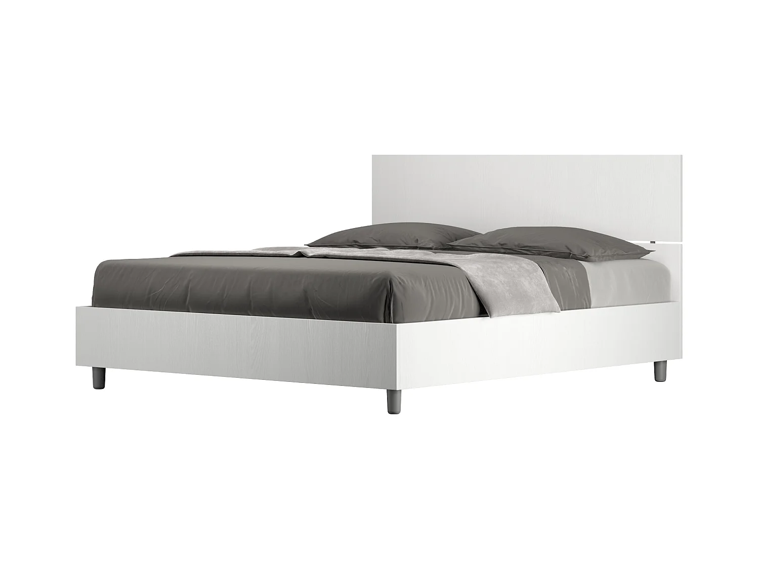 Demas 160x190 tweepersoonsbed met opbergruimte en recht hoofdeinde, wit essen