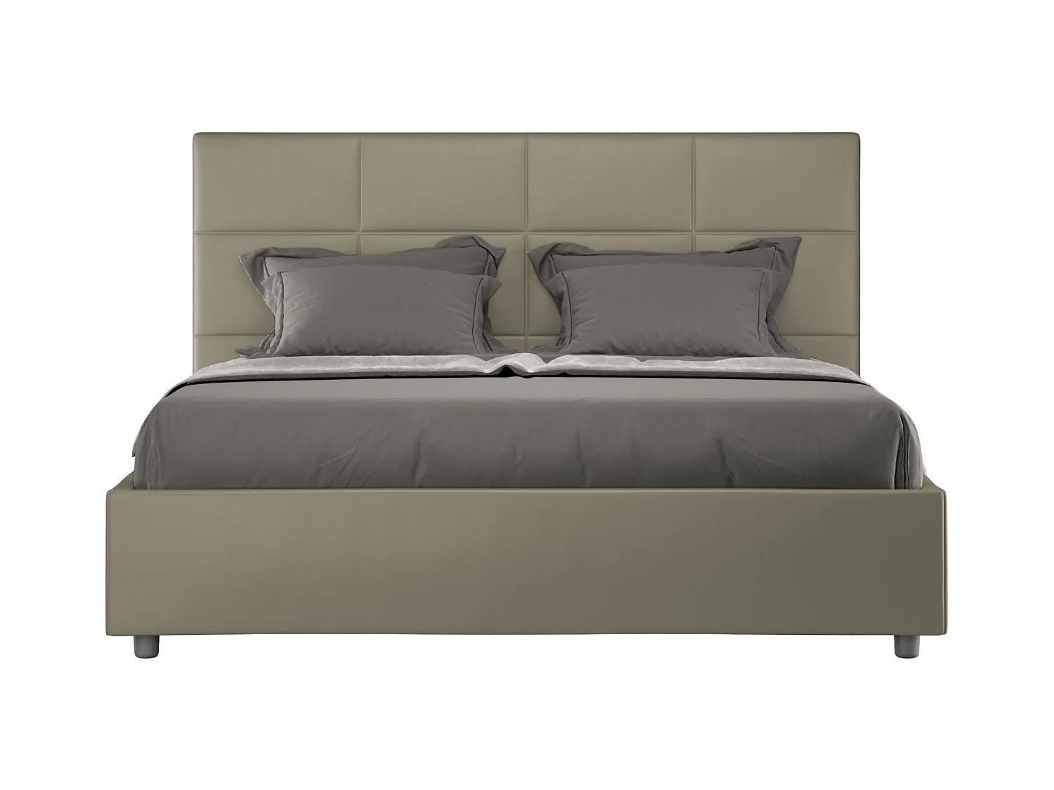 Letto contenitore doppia alzata imbottito 160x190 similpelle cappuccino Mika