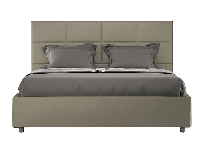 Letto contenitore doppia alzata imbottito 160x190 similpelle cappuccino Mika
