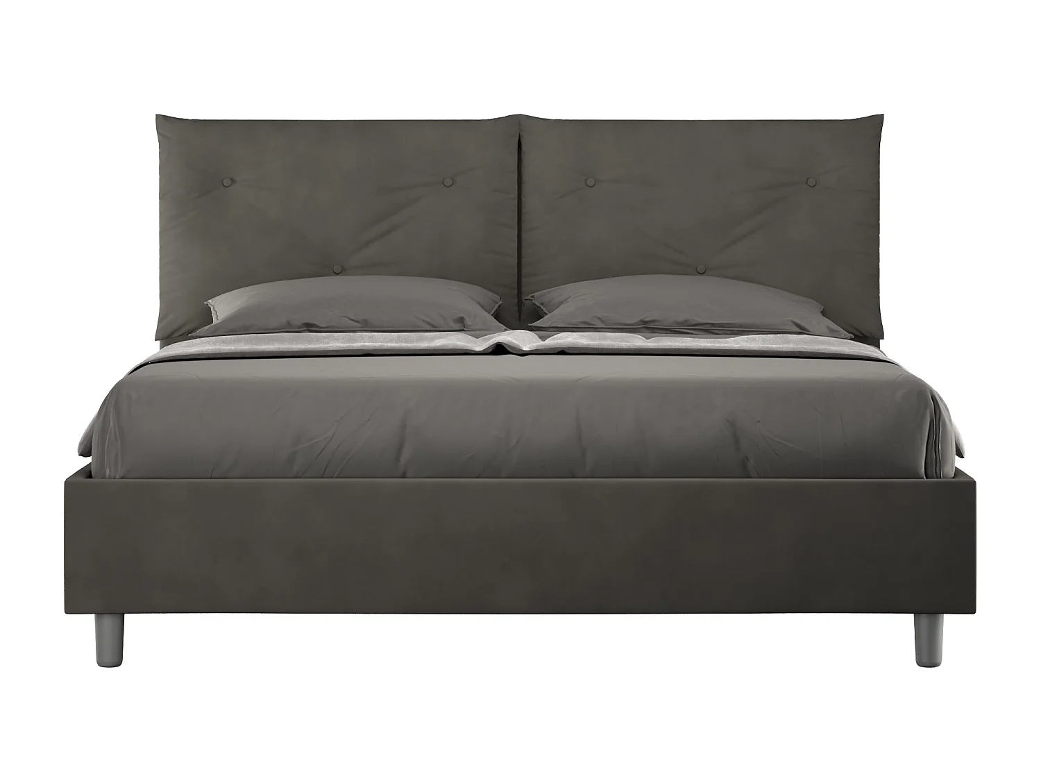 Letto contenitore doppia alzata imbottito 160x190 microfibra grigio Appia