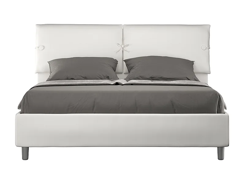 Letto contenitore doppia alzata imbottito 160x200 similpelle bianco Sleeper