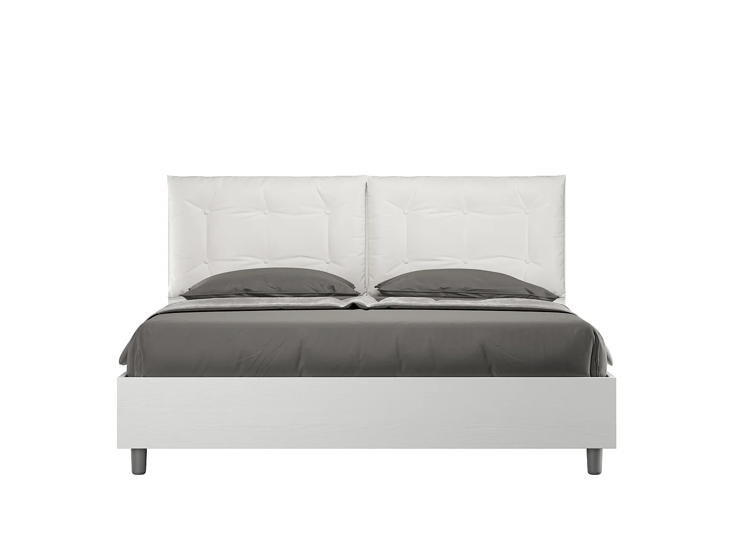 Letto matrimoniale contenitore doppia alzata 160x200 bianco frassino cuscini similpelle bianco Egos Annalisa