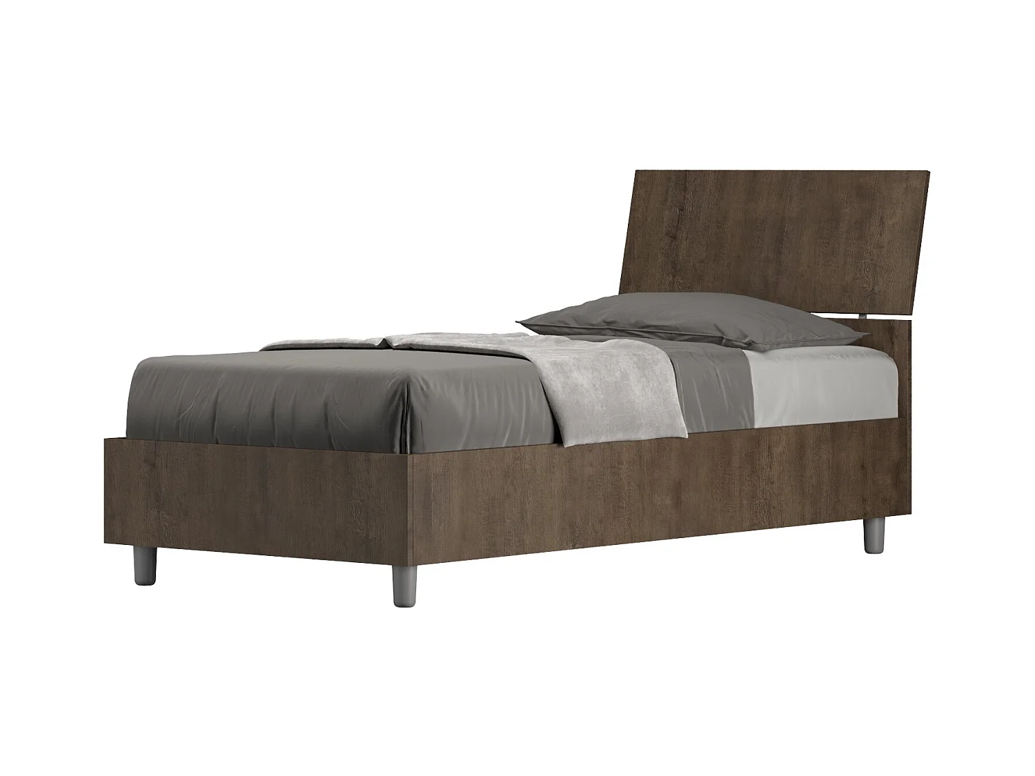 Letto contenitore 80x190 testata inclinata noce Demas