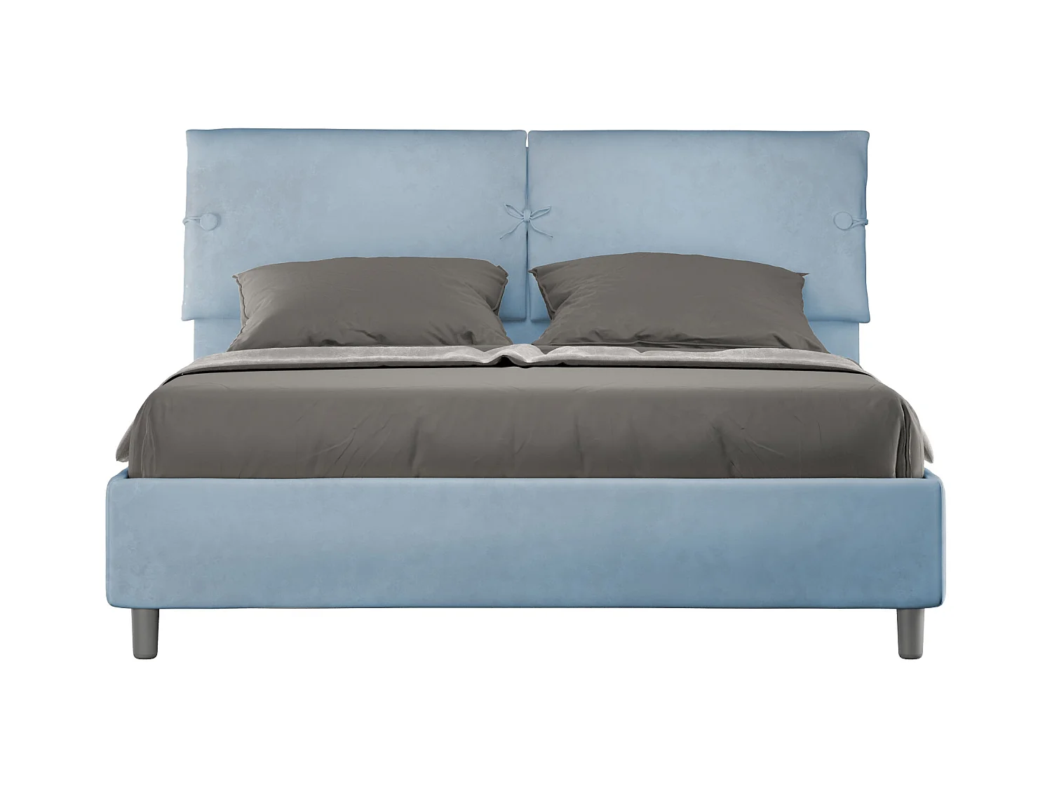 Lit coffre double rehausseur capitonné 160x210 microfibre Sleeper bleu