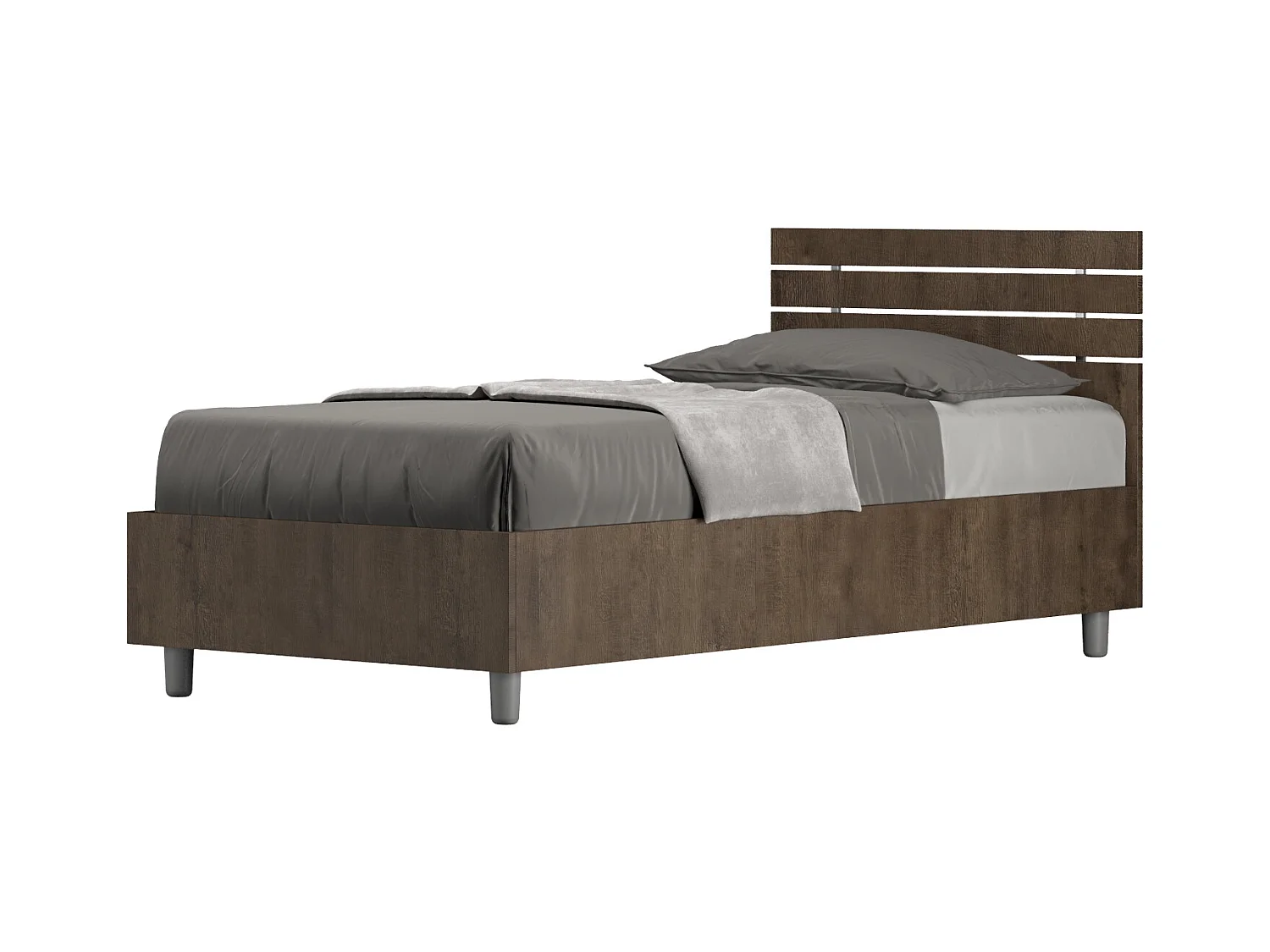 Letto contenitore 80x200 testata dritta con doghe noce Ankel