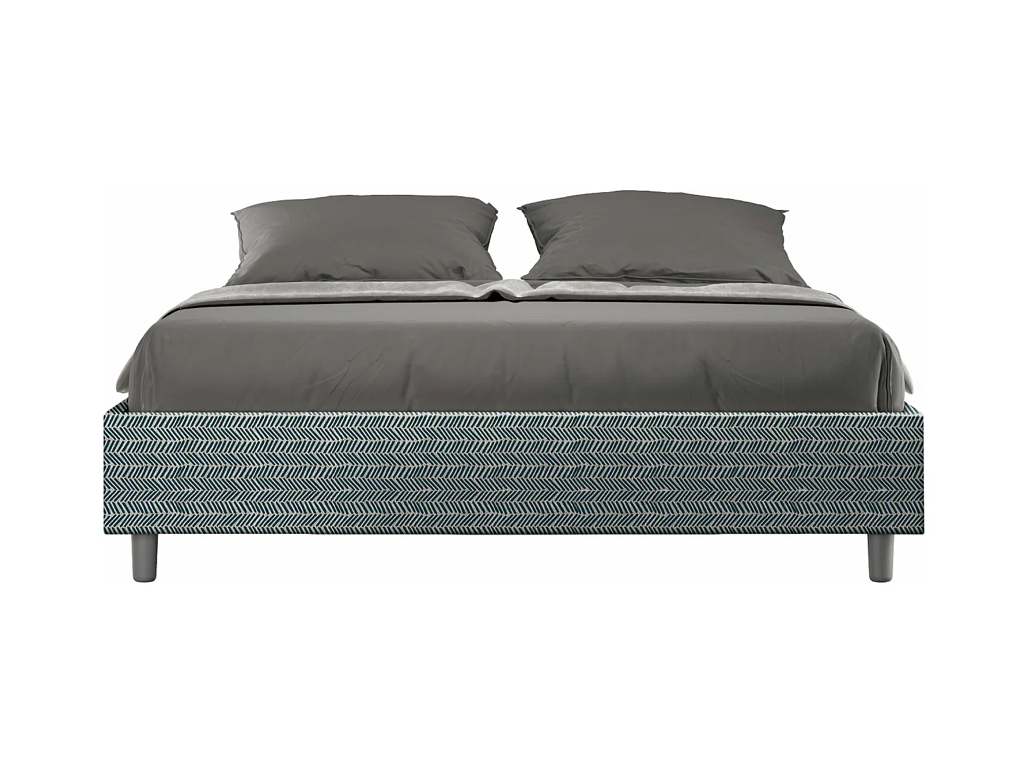 Lit coffre double capitonné 160x210 Aragona 8 tissu bleu Azelia