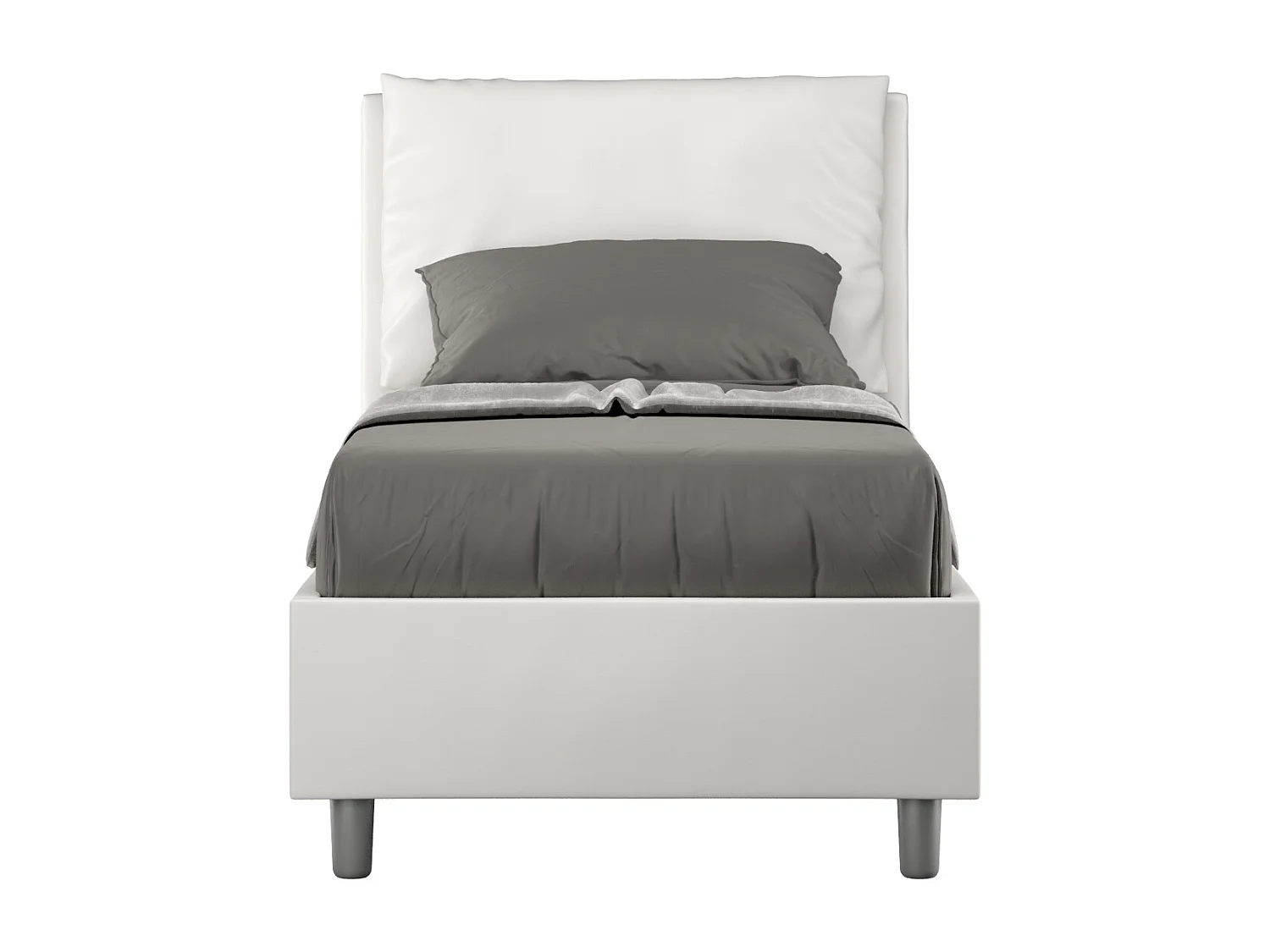 Letto con rete imbottito 80x210 similpelle bianco Antea