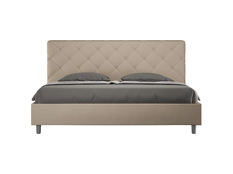 Lit Priya 190x190 gris tourterelle sommier et conteneur