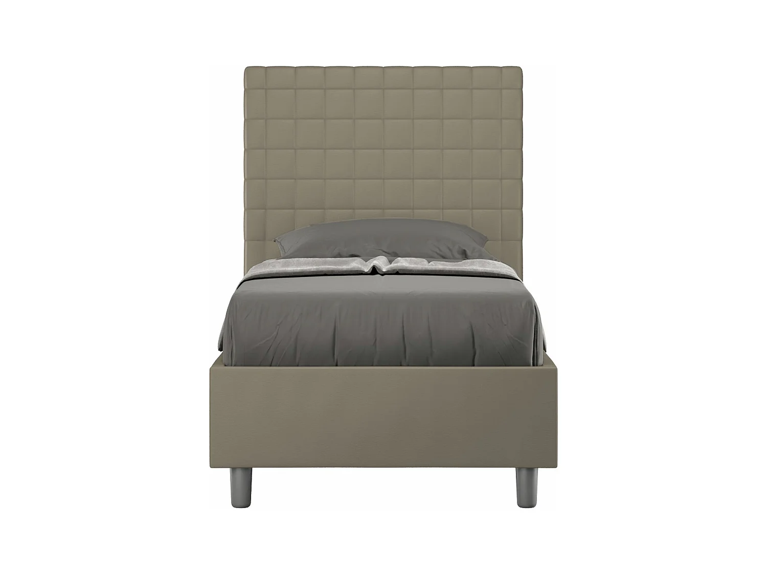 Cama tapizada sin somier 80x190 Sunny símil piel capuchino