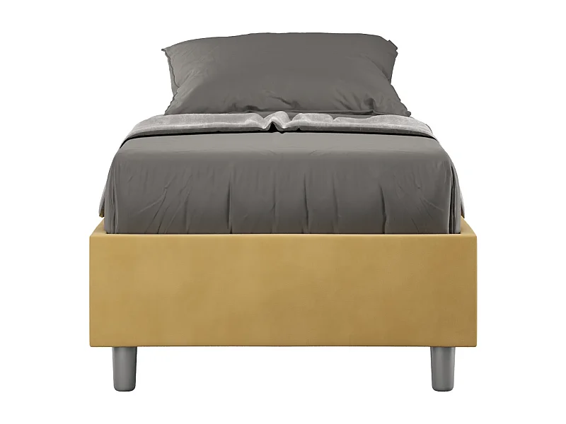 Cama sommier sin somier acolchado 80x190 Azelia microfibra ocre