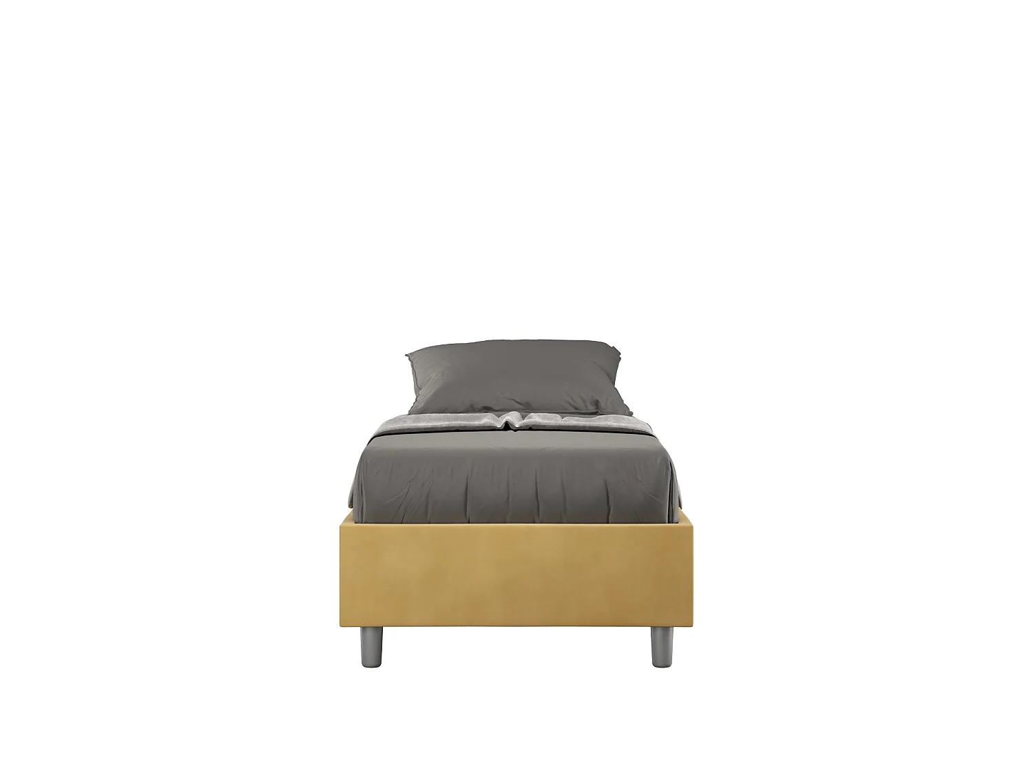 Letto Sommier senza rete imbottito 80x190 microfibra ocra Azelia