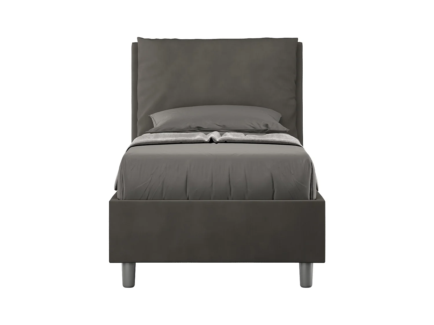 Lit microfibre gris Antea avec sommier rembourré 90x200