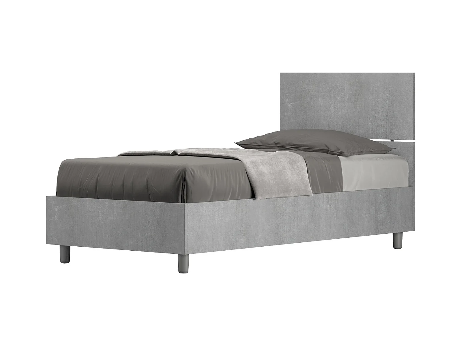 Cama con somier de 80x200, cabecero recto en hormigón Demas