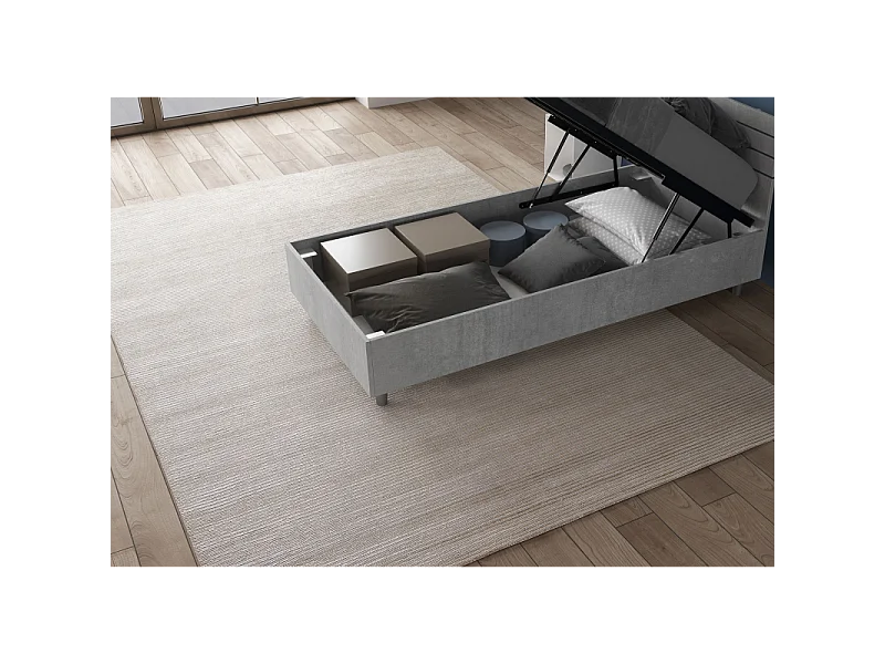 Lit avec sommier 80x200, tête de lit droite en béton Demas