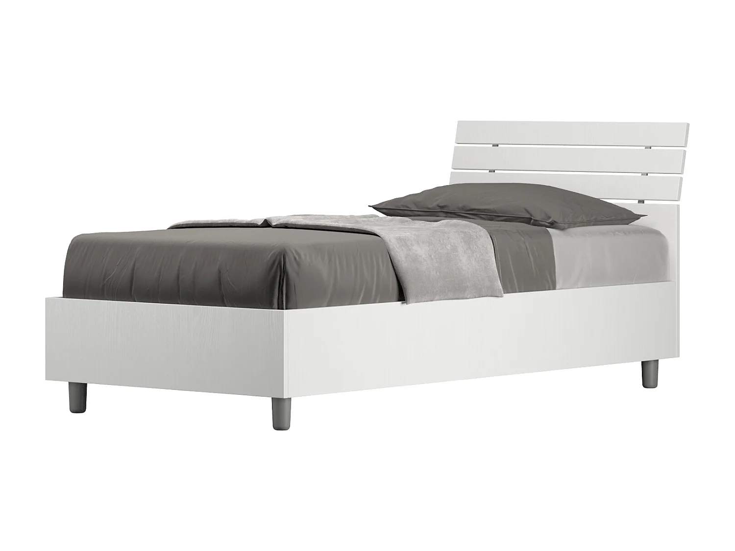 Letto senza rete 80x190 testata inclinata con doghe bianco frassino Ankel