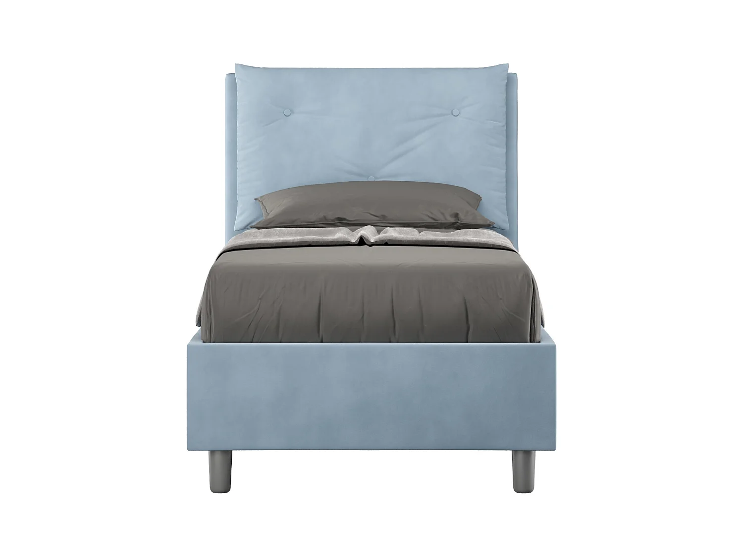 Letto senza rete imbottito 90x210 microfibra azzurro Appia