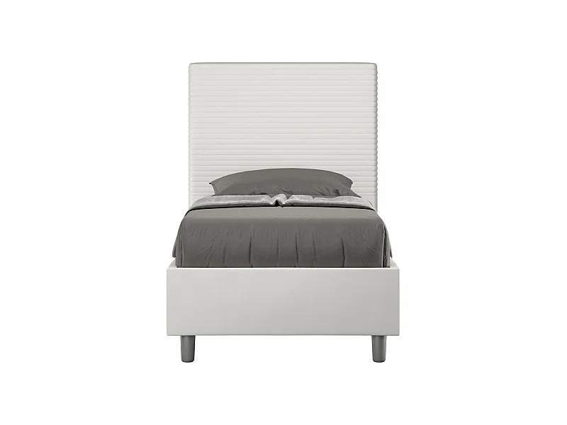 Cama acolchada sin somier 90x200 símil piel blanca Focus