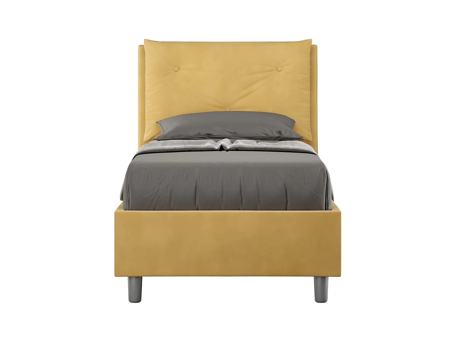 Lit Appia avec sommier rembourré 90x210 en microfibre ocre