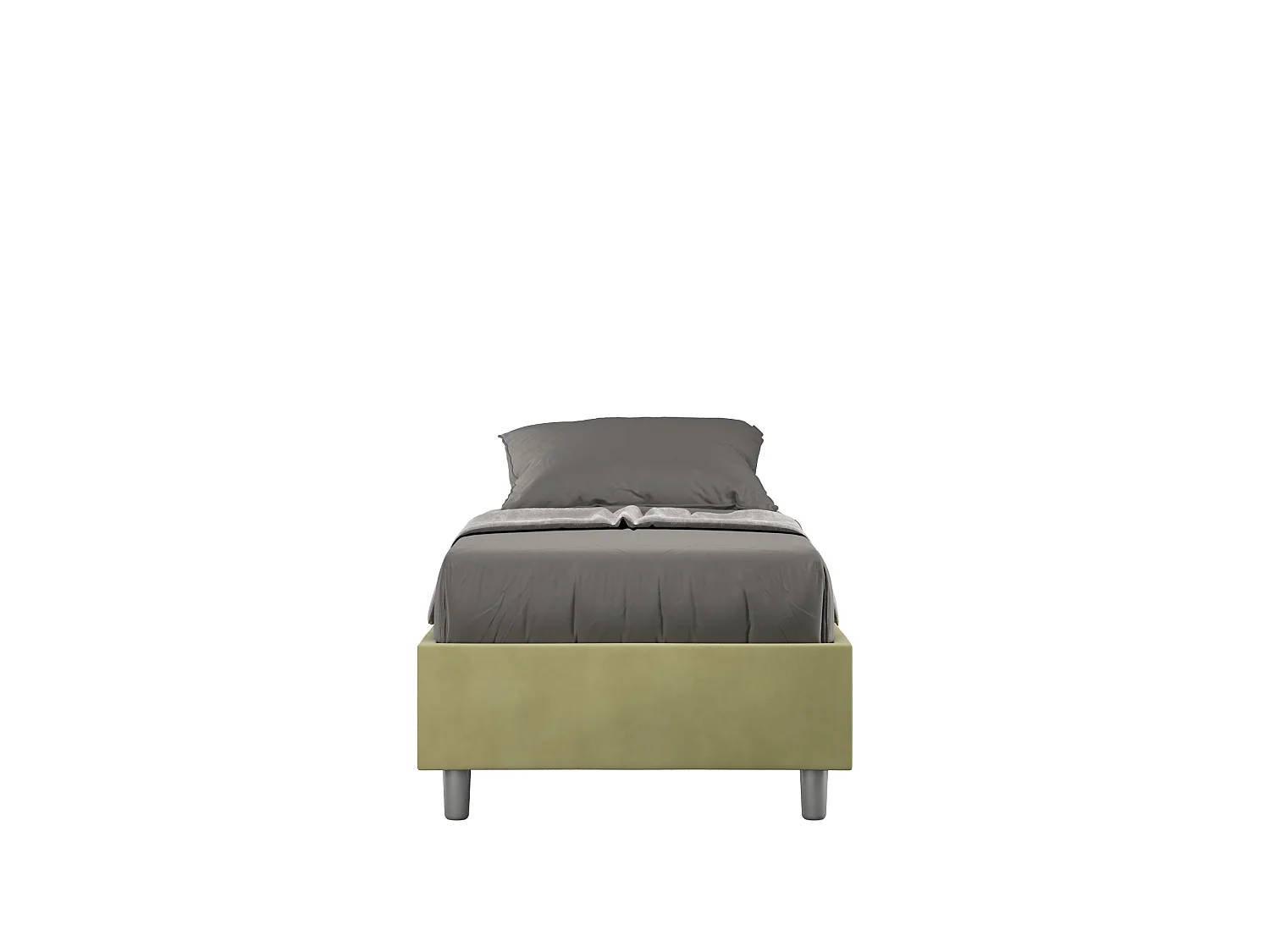 Letto Sommier con rete imbottito 80x190 microfibra tè verde Azelia
