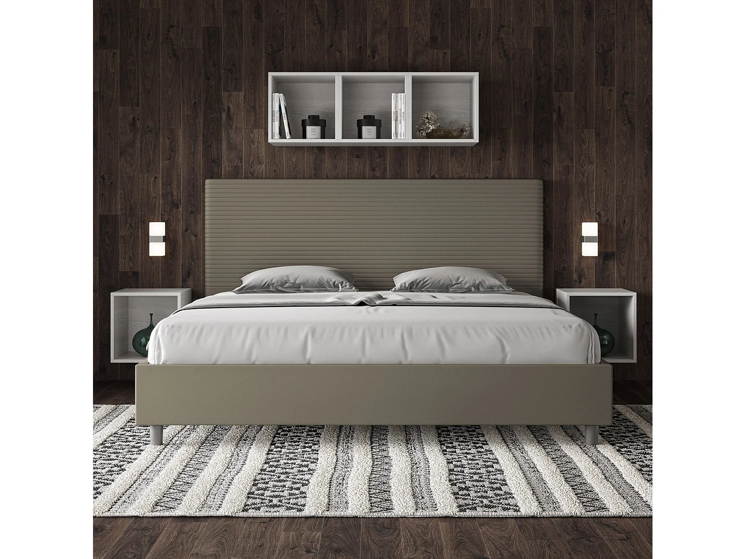 Cama Focus 190x210 con base capuchino