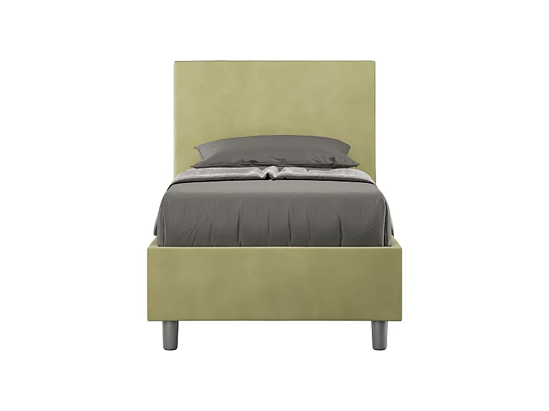 Lit microfibre Adele thé vert avec sommier rembourré 90x210