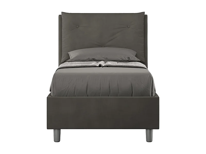 Lit rembourré en microfibre gris Appia sans sommier 80x200