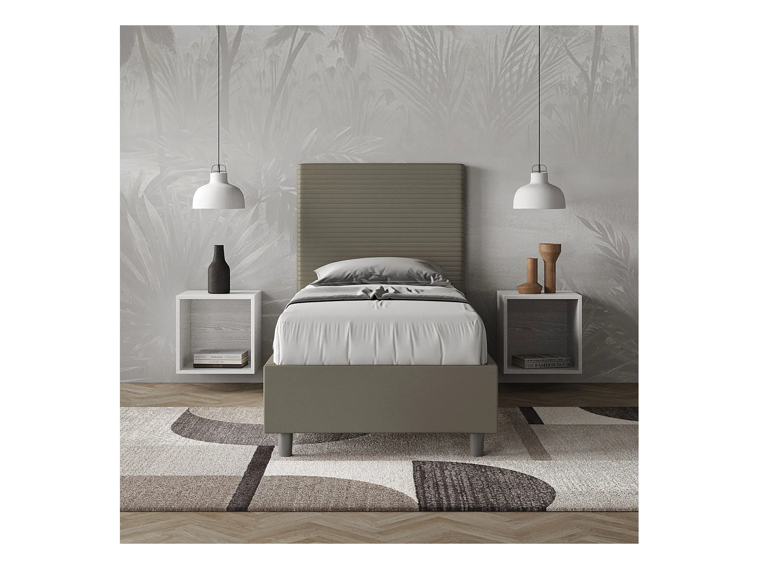 Lit Focus avec sommier rembourré 90x210 simili cuir cappuccino