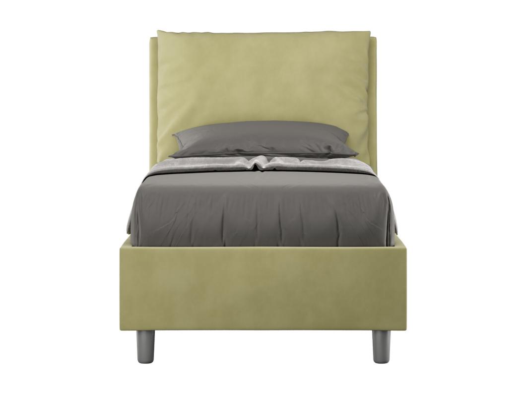 Letto con rete imbottito 90x200 microfibra tè verde Antea