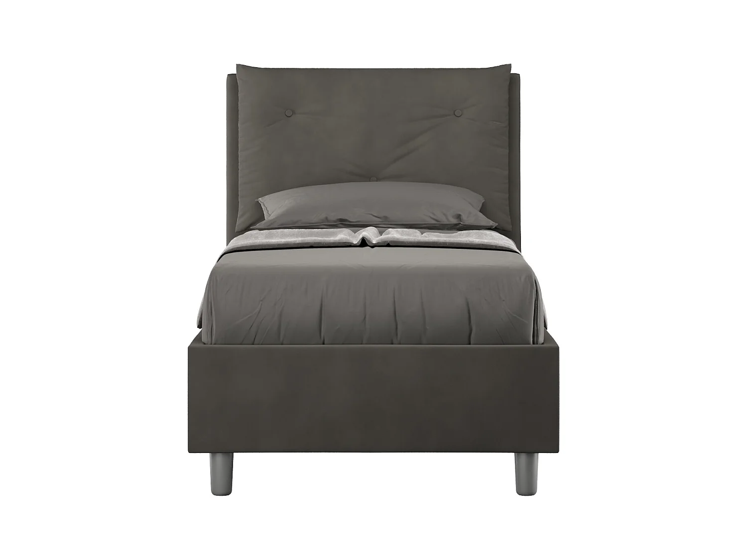 Lit sans sommier rembourré 90x200 Appia microfibre gris