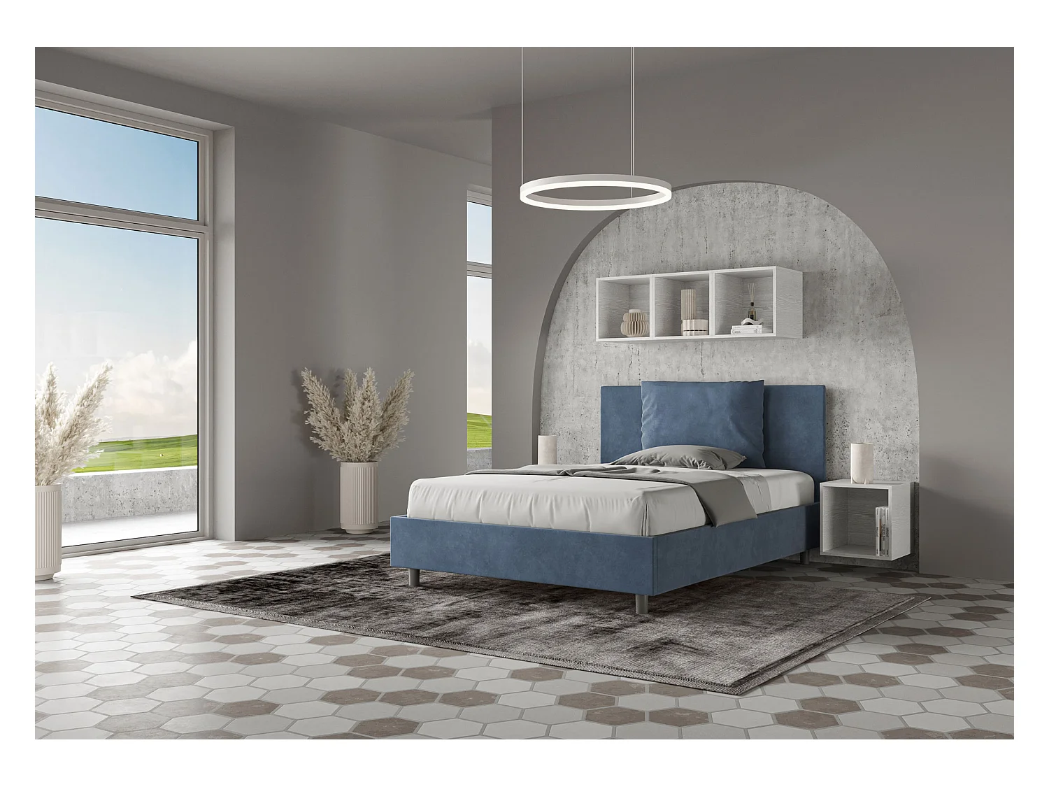 Lit Antea 150x190 sommier et conteneur bleu
