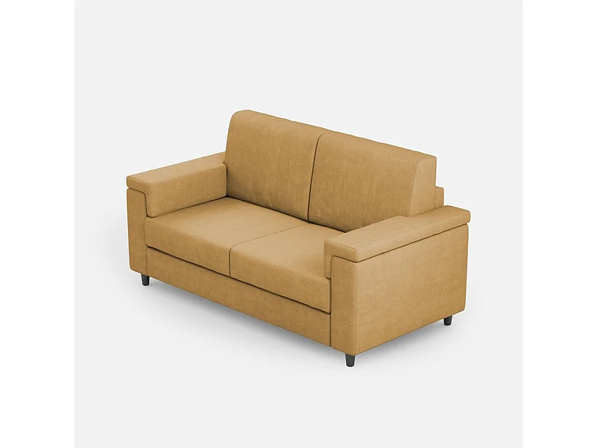 Letto con rete imbottito 80x190 microfibra sabbia Adele